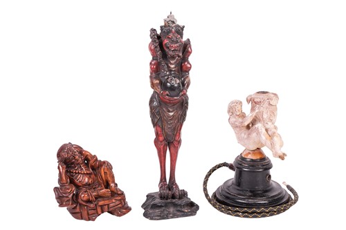 Lot 298 - A Meerschaum carved hookah pipe, mounted to an...