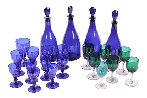 Lot 258 - A suite of Bristol blue glassware, comprising...