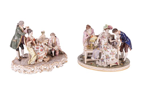 Lot A Continental Volkstedt porcelain figure group,...