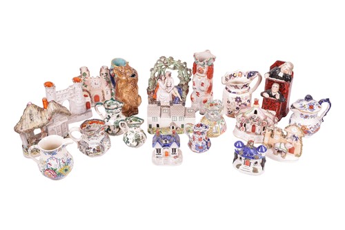 Lot 249 - A large group of assorted Staffordshire items,...