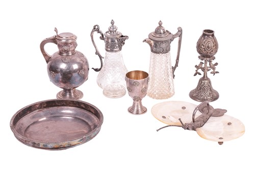 Lot A Continental white metal and mother of pearl...