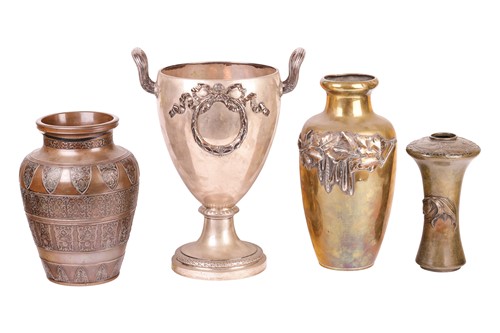 Lot 231 - A large Continental white metal trophy vase...