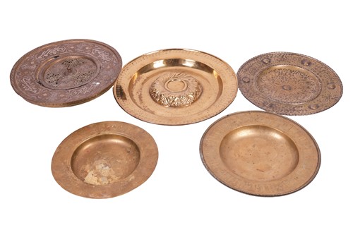 Lot A 19th century middle-eastern brass pedestal...