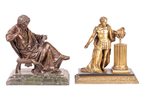 Lot A French bronze figure of a Roman senator...