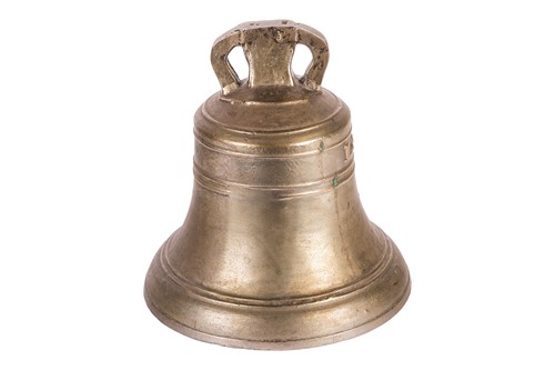 Lot 211 - A cast brass bell, dated 1810 on the band,...
