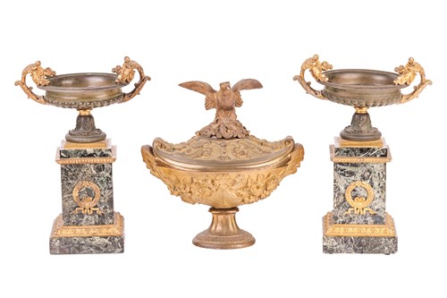 Lot A pair of early 19th century French bronze and...