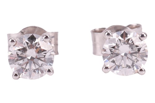 Lot 301 - A pair of diamond-set stud earrings, each stud...