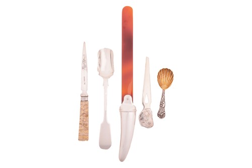 Lot 464 - A silver-mounted tusk-type page turner with...