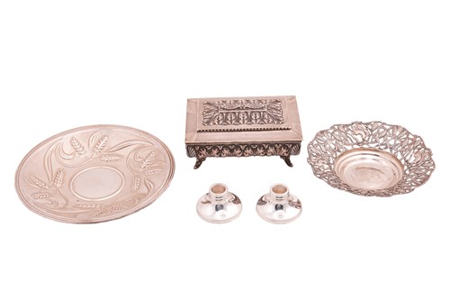 Lot 456 - A Spanish silver Challa dish decorated with...