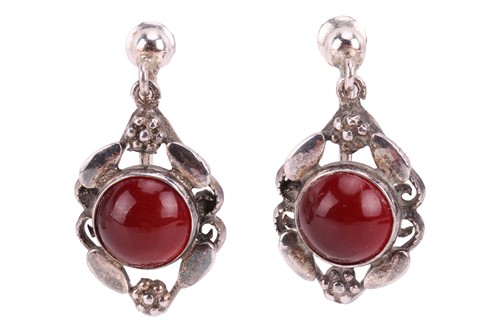 Lot 48 - A pair of Arts and Crafts drop earrings, of...