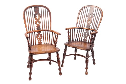 Lot A pair of 19th-century ash, elm and yew wood...