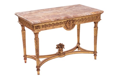 Lot 74 - A Louis XVI style carved wood and gilt gesso...