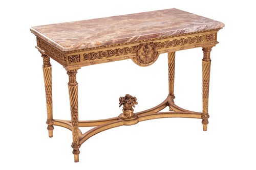 Lot 74 - A Louis XVI style carved wood and gilt gesso...