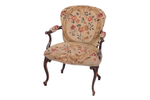Lot A 'French Hepplewhite' mahogany salon armchair,...