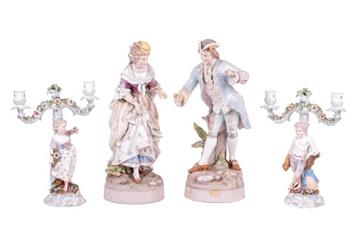 Lot 250 - A pair of Continental large porcelain figures,...