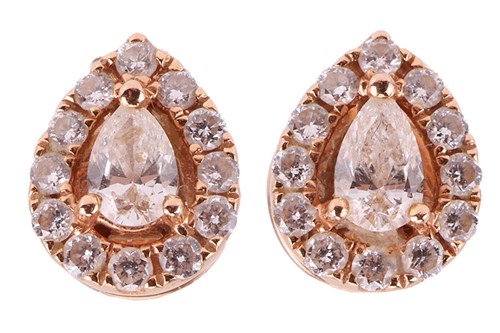 Lot 82 - A pair of 18ct gold diamond-set earrings, each...