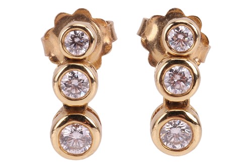 Lot 194 - A pair of 18ct gold diamond-set earrings, each...