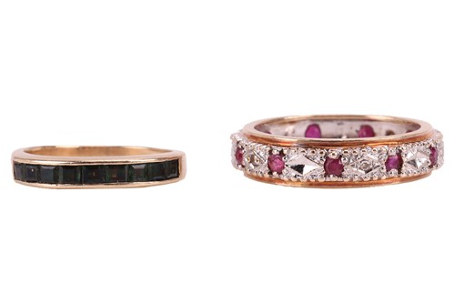 Lot 66 - Two 9ct gold rings; The first a ruby and...