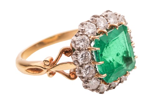 Lot A Colombian emerald and diamond cluster ring,...