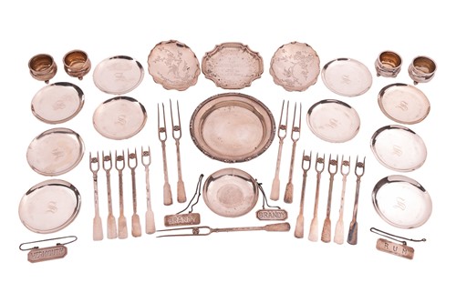 Lot 77 - Two Chinese white metal pin trays engraved...