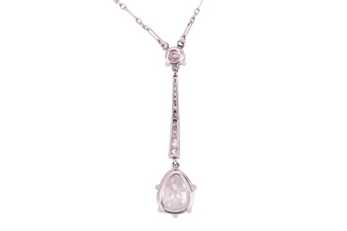 Lot A French Belle Époque old-cut diamond lavalier...