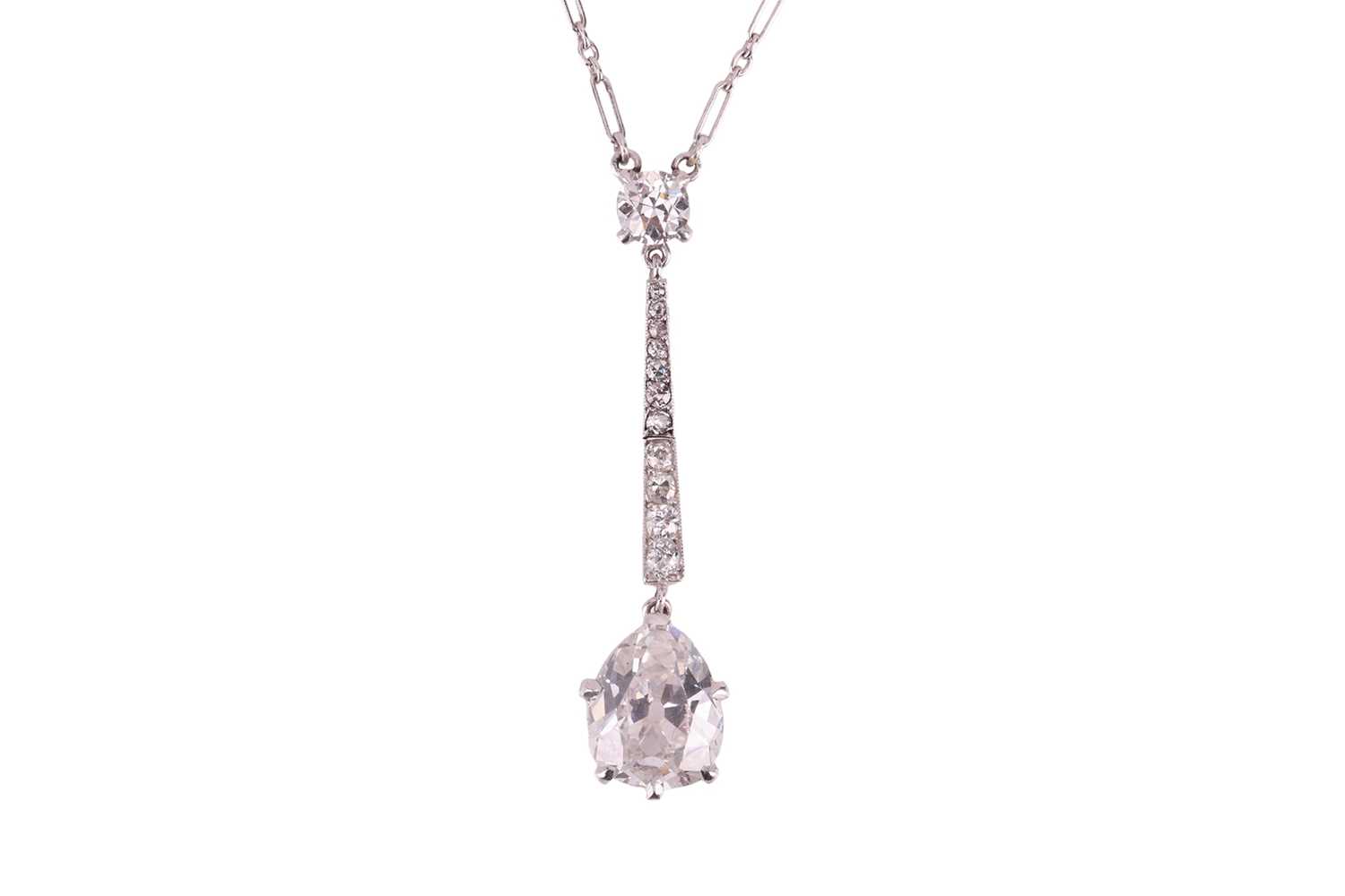 Lot A French Belle Époque old-cut diamond lavalier...