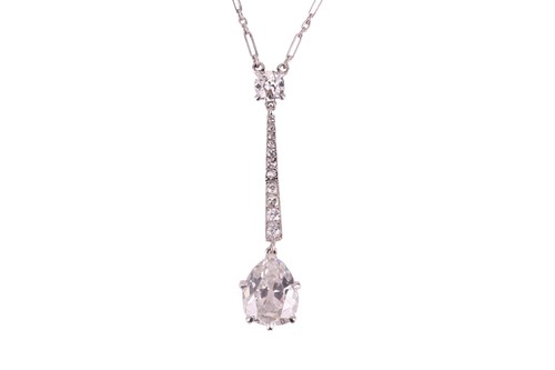 Lot A French Belle Époque old-cut diamond lavalier...