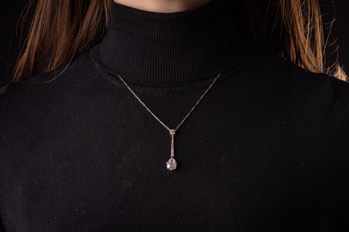 Lot A French Belle Époque old-cut diamond lavalier...