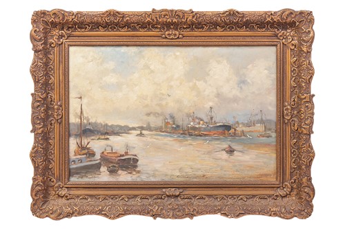 Lot Evert Moll (1878-1955) Dutch, Rotterdam, boats...