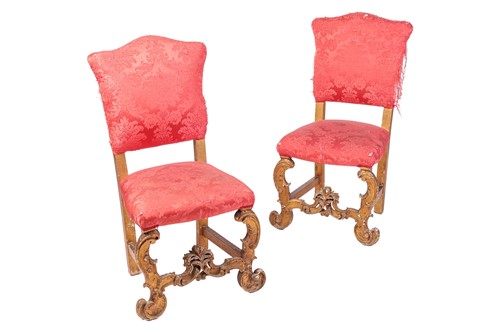 Lot 61 - A pair of Italian style giltwood side chairs,...