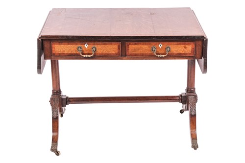 Lot 40 - A George IV oak and mahogany crossbanded sofa...