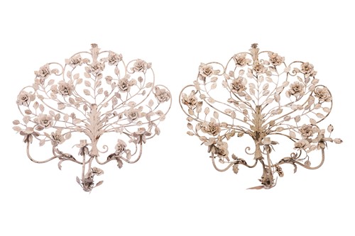 Lot 201 - A pair of large gilt metal and painted...