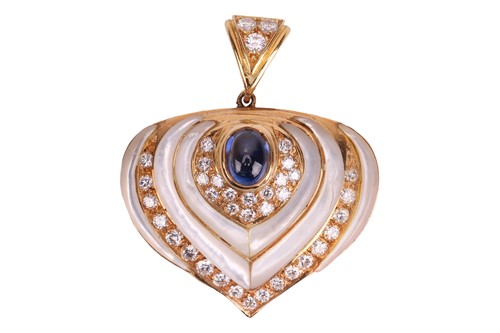 Lot A gem-set heart pendant, centred with an oval...