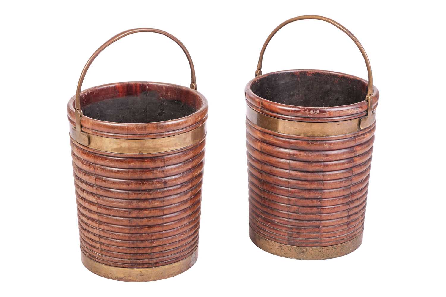 Lot 36 - A pair of late George III brass bound mahogany...