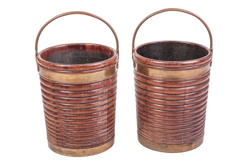 Lot 36 - A pair of late George III brass bound mahogany...