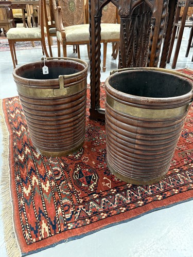 Lot 36 - A pair of late George III brass bound mahogany...