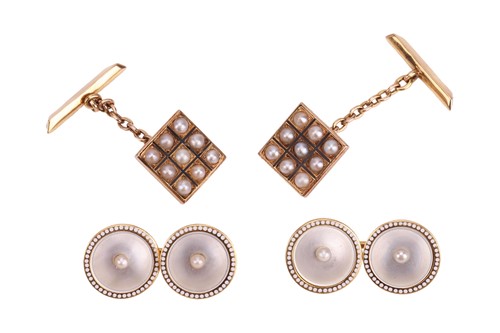 Lot Two pairs of pearl-set cufflinks; to include a...