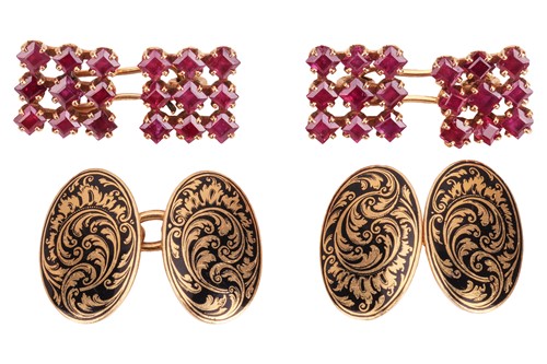 Lot Two pairs of cufflinks, to include a pair of...