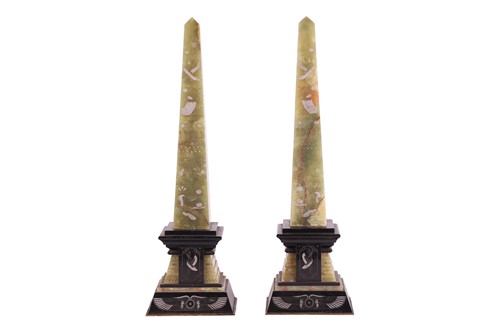 Lot 202 - A pair of large Egyptian Revival green onyx...
