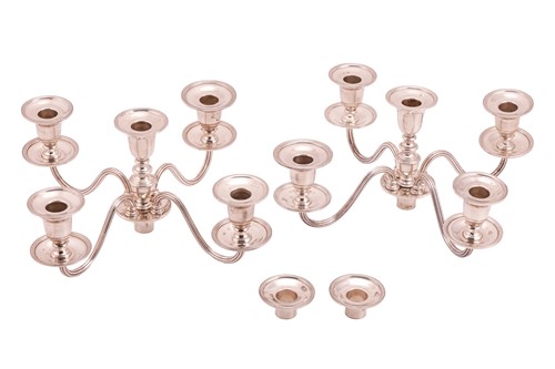 Lot 390 - A pair of five-light candelabra branches, with...
