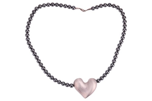 Lot Georg Jensen – A heart pendant on a hematite...