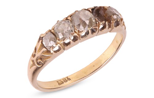 Lot 19 - A late Victorian five stone half hoop diamond...