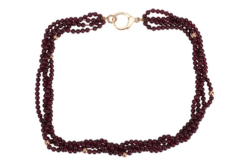 Lot A garnet bead bavette necklace, comprising...