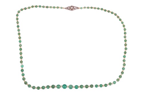 Lot An early 20th-century emerald bead and seed...