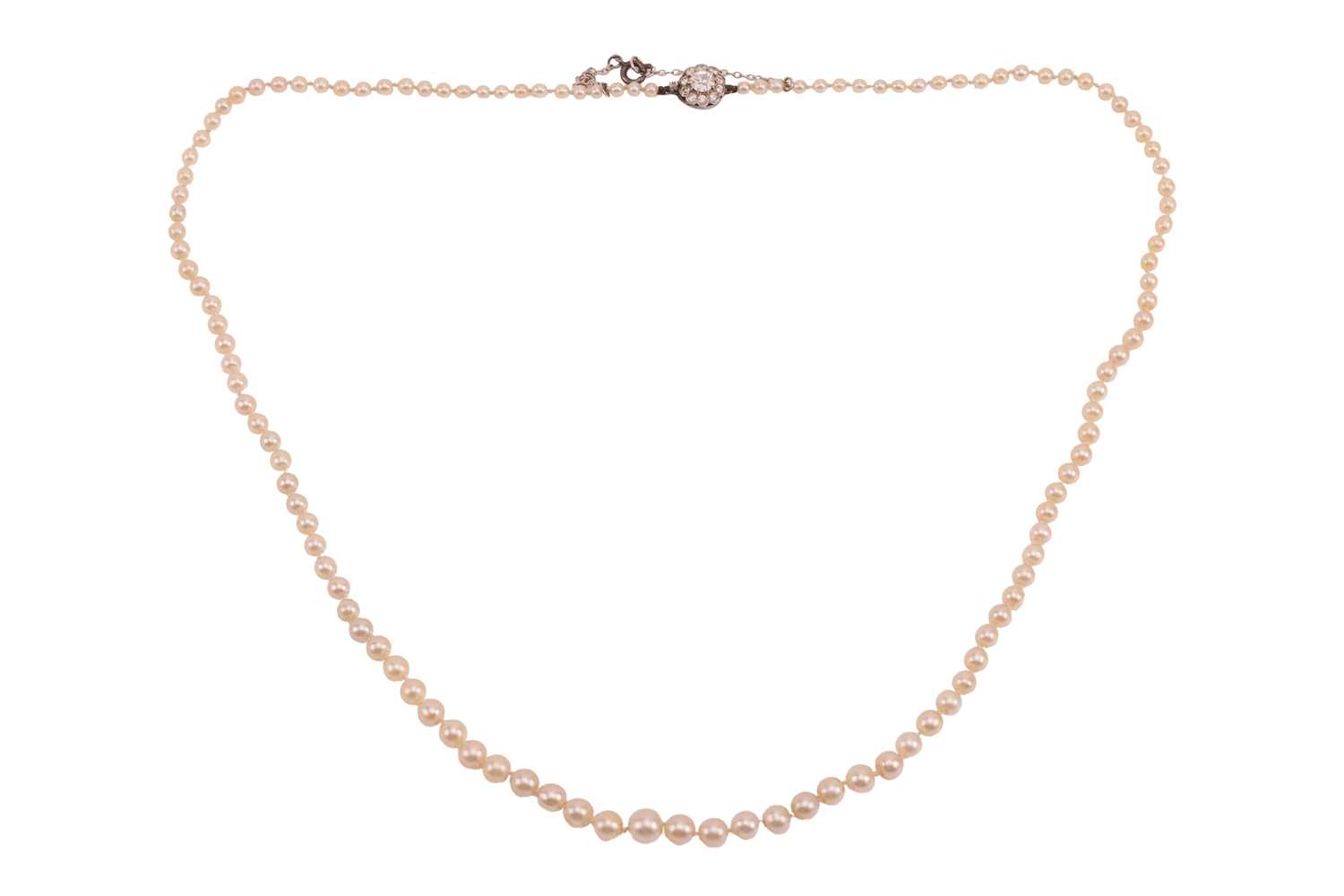 Lot 25 - An Edwardian natural saltwater pearl necklace,...