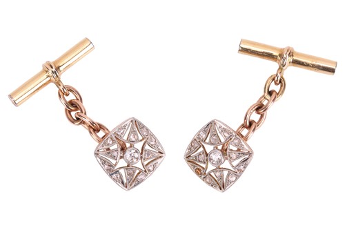 Lot 89 - A pair of Edwardian diamond-set cufflinks, the...