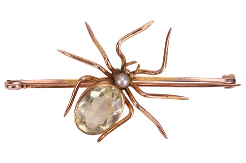 Lot 76 - An Edwardian gem-set spider bar brooch,...