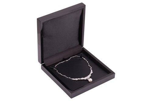 Lot 243 - A pearl and diamond necklace in 18ct white...