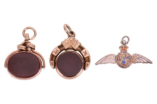 Lot 41 - Two 9ct gold swivel fob seals, and a RAF...