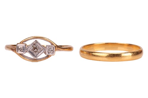 Lot 4 - Two rings; comprising a diamond-set dress ring,...